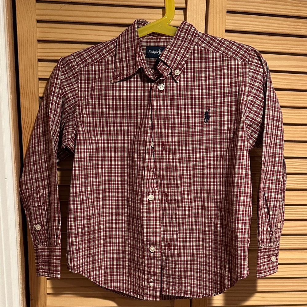 Ralph Lauren Kids Checkered Button-Down Shirt - Burgundy and White